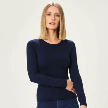 Imagem de Camiseta Manga Longa Algodão Malwee 1000026304 Preto, Azul marinho, M