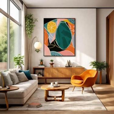 Imagem de Quadro Canvas Abstrato Vaso Preto 90X60Cm Mold Preta - Quadros On-Line