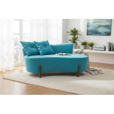 Imagem de Namoradeira Sofá Feijão Luna 130cm Orgânica Suede Azul Turquesa - Mans