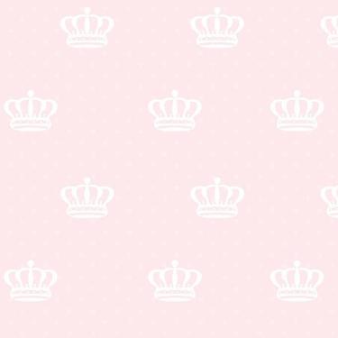 Imagem de Papel De Parede Rosa E Coroas Branca Autocolante Lavavel