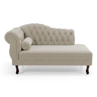 Imagem de Divã Recamier Chaise Longue Lavínia 150cm Capitonê Pés de Madeira Velu