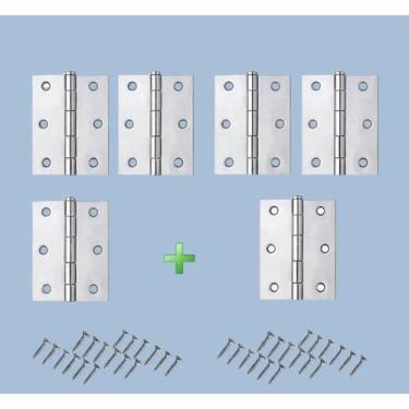 Imagem de Kit Completo 6 Dobradiça 3 1/2 Polegadas 9,5cm Ferro Zincado - Ravilar