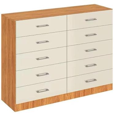 Imagem de Cômoda Caribe 10 Gavetas Fellicci Cor Cinamomo Off White, Cinamomo Off