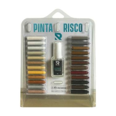Imagem de Kit Giz 24 Cores + Verniz Para Reparos Em Mdf/madeira - Pinta Risco