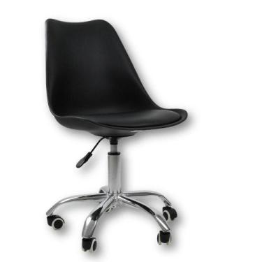 Imagem de Cadeira Office Base Cromada Com Rodízio Giratória Saarinen Preto 1 - O