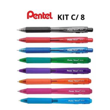 Imagem de Caneta Esferografica Wow Azul 1.0 MM 8 Cores - Pentel