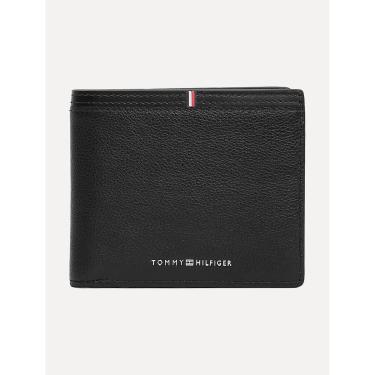 Imagem de Carteira Tommy Hilfiger Masculina Couro Central Mini Flag Preta-Masculino