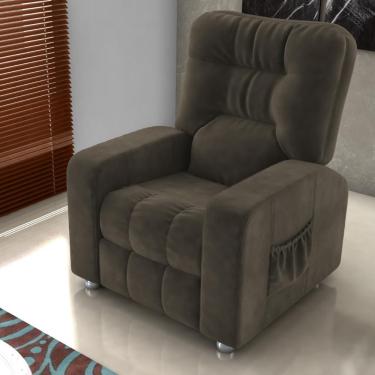 Imagem de Poltrona Reclinável Roma Veludo Maserati Encosto Fibra Siliconada Marrom Mais de Casa