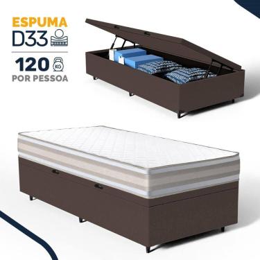 Imagem de Cama Box Baú com Colchão de Espuma D33 Double Face Territory Hellen Solteiro 88cm