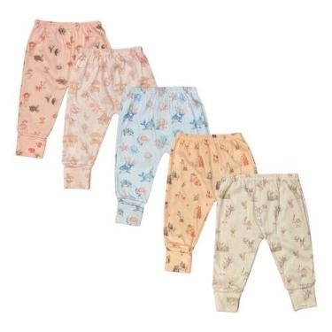 Imagem de Kit 10 Calças Mijão Bebê Menina Vira Pé Estampado Alyaht -, G, Multico