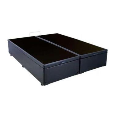 Imagem de Cama Box Baú Casal Em  Sintetico Preto Bipartido  Com Pistão A Gás - 138x188