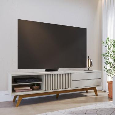 Imagem de Rack para TV Veneza 75" 200CM MDF MDP com Porta Ripada Deslizante Gavetas e Prateleira...