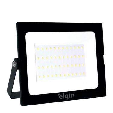 Imagem de Refletor LED Elgin 50W 6500K 4000lm IP65 Bivolt Preto para Iluminação Externa Elgin