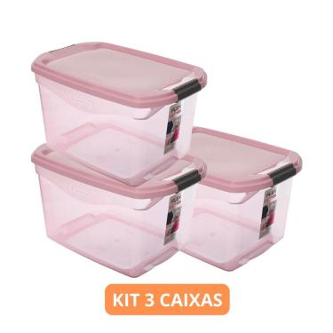 Imagem de Kit 3 Caixas Organizadoras Flex para Organização Plástica com Travas e Pegas para Ambie...