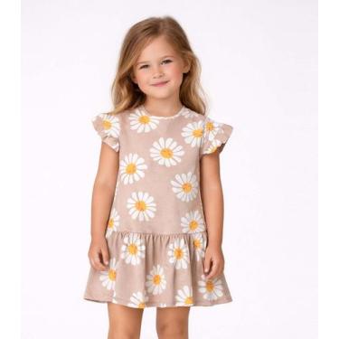 Imagem de Vestido Infantil Estampado E Franzidos Select Bege, 10, Bege