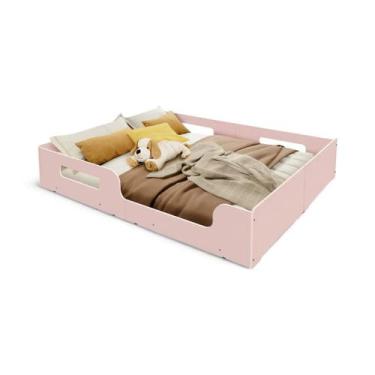 Imagem de Cama Casal Montessoriana Rainha Rosa Infantil Moderno - Madec