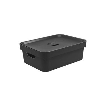 Imagem de Caixa organizadora Ou 10,5 L com tampa Linha Cube, Preto