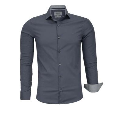Imagem de Camisa Social Masculina Amil Manga Longa Slim Sem Bolso Com Elastano 1