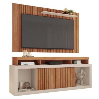 Imagem de Painel com Rack Bancada para TV Paris 180cm Freijo/Off White - Sallar 