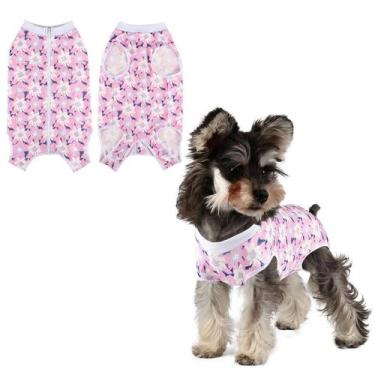 Imagem de Macacão de Recuperação Pós-Cirúrgica para Cães Pawcomon Rosa com Estam