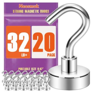Imagem de Ganchos Magnéticos Neosmuk 32 lb, Alta Resistência, Kit com 20