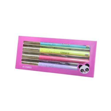 Imagem de Marca Texto Com 4 Cores Luluca Com Cheiro e Glitter Ponta De Fibra Esc