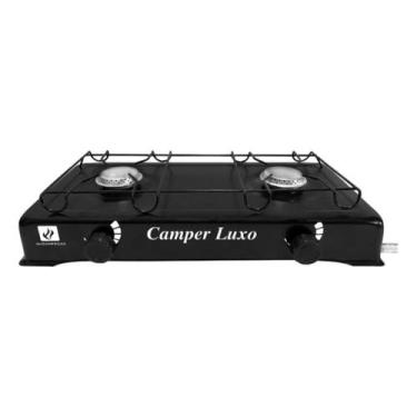 Imagem de Fogão a Gás Portátil 2 Bocas Suzan Camper Luxo Compacto, Preto