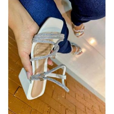 Imagem de Sandália Confort Salto Bloco Cor:BrancoTamanho:35 - bellezza, Branco, 