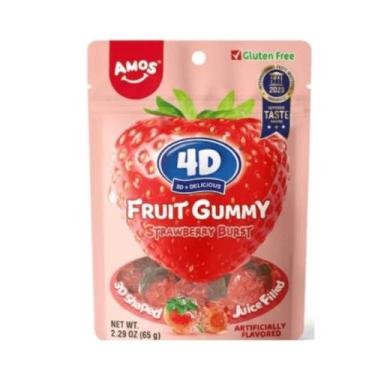 Imagem de Bala 4D Fruit Gummy de Morango Amos - 65g