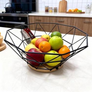 Imagem de Fruteira Organizador Frutas Bancada Cozinha Cesto Aramado Porta Frutas
