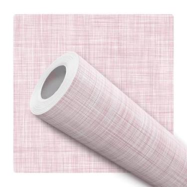 Imagem de Papel De Parede Adesivo Decorativo Efeito Linho Rosa Elegante Moderno 