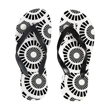 Imagem de Chinelo feminino preto branco mandala círculo slim praia sandálias para homens verão tanga estilo chinelos de viagem, Multicor, 8-9 Narrow Women/6.5-7 Narrow Men