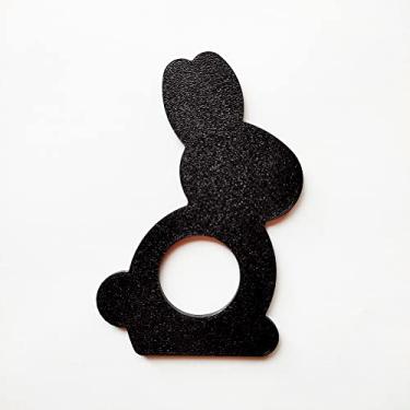 Imagem de 6 Argolas Para Guardanapo Do Coelhinho/Páscoa -Toque 3D Cor: Preto