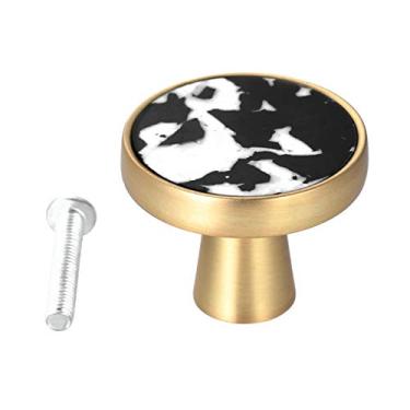 Imagem de Teste padrão de mármore Botão de bronze colorido shell brilho puxar Único buraco punho 32mm ouro para gaveta cômoda armário armário hardware YYDFPIIA (Color : 4)