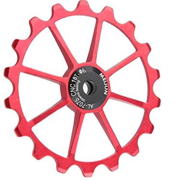 Imagem de VGEBY 1 pç de alumínio 18T guia de rodinhas de polia para câmbio traseiro de bicicleta Road Mountain Bike Acessório (vermelho)