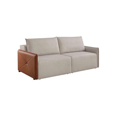 Imagem de sofá 2 lugares retrátil urban linho bege e carao 160 cm