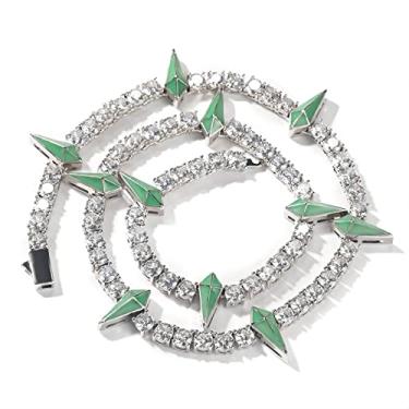 Imagem de CAIHANV Corrente de tênis masculina de 50 cm - Colar Pantera Negra, gargantilha com pontas, estilo punk hip hop, colar de zircônia cúbica que brilha no escuro, Zircônia cúbica, Zircônia cúbica