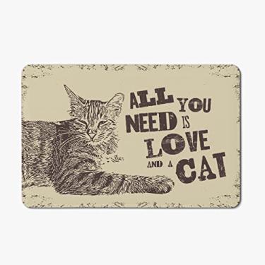 Imagem de Tapete Porta Banheiro 60x40cm - All You Need is Love and a Cat