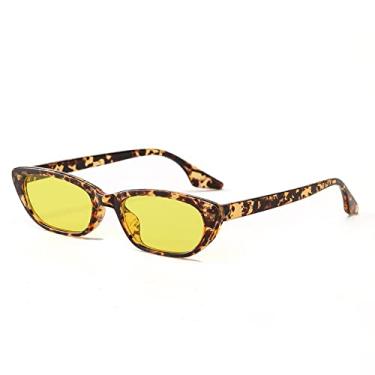 Imagem de Óculos de sol estreitos para mulheres moda óculos de sol masculino moldura retangular lente gradiente, âmbar, CN