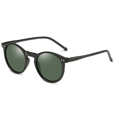 Imagem de Óculos de Sol Polarizados Homens Mulheres Designer Retro Redondo Óculos de Sol Vintage Masculino Feminino Óculos UV400 Óculos Gafas De Sol, C5 Preto, Verde, Como Imagem