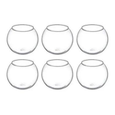 Imagem de Kit 6 Mini Vaso Aquário Castiçal Redondo De Vidro 750Ml