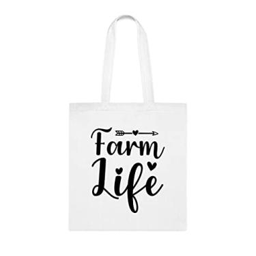 Imagem de Bolsa de vida na fazenda, presente de vida na fazenda, bolsa de ombro de vida na fazenda, sacos reutilizáveis da vida na fazenda, ideia de presente de cesta de Natal de aniversário,