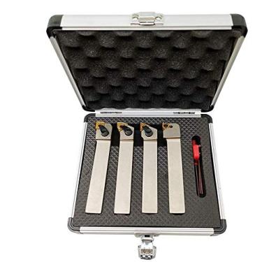 Imagem de ASZLBYM suporte de ferramentas de torneamento de 1,9 cm CNC com níquel, CNC conjunto de brocas de metal resistente com inserções de giro de carboneto revestido de estanho WNMG431 CNMG431 TNMG331 16ER AG60