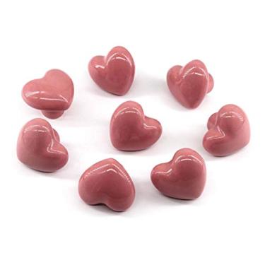 Imagem de Puxador de gaveta rosa puxadores de cerâmica para quarto de crianças em forma de coração para gavetas de cômoda (pacote com 8 parafusos incluídos)