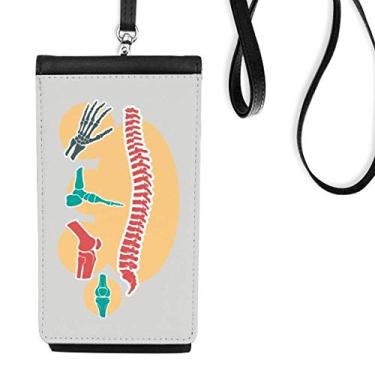 Imagem de Bolsa carteira para celular com ilustração de esqueleto espinhal bolsa para pendurar bolso preto