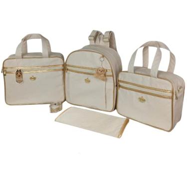 Imagem de Kit Bolsa Bebê Saída Maternidade Com Mochila e Trocador + Chaveiro (Creme)