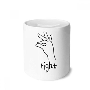 Imagem de DIYthinker Caixa preta com estampa de gesto personalizada para dinheiro, porta-moedas de cerâmica, presente de cofrinho