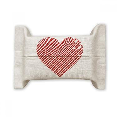 Imagem de Bolsa vermelha de linho de algodão com estampa de coração para lenços faciais Dia dos Namorados