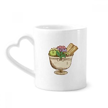 Imagem de Copo de biscoito de folhas com bola de sorvete Caneca de café cerâmica copo de coração de vidro