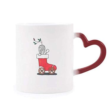 Imagem de Caneca Horus Natal Trenó Folha Flor Sensível ao Calor Caneca Grés Mudança de Cor Vermelha